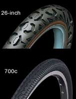 26-inch tires are gentler for extra comfort; 700c tires are easier pedaling.