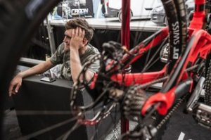 Uk downhill racer Brendan Fairclough into the Gstaad Scott UCI World Cup group gap location in Leogang, Austria