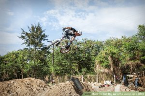 Image titled Get Big Air off a Jump on a BMX action 3