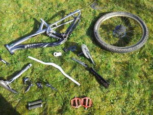 Mountain bicycle Parts - A Disassembled bicycle