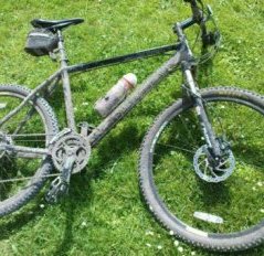 picture of Boardman mountain bicycle with forks facing backwards