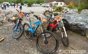 Orange downhill Mountain bikes