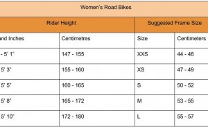 Road Bicycle Sizing Chart