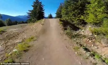 Seconds away: Dominic Yannoni speeds down a rocky path at Whistler Mountain Bike Park in British Columbia