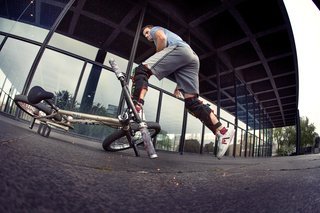 Tim Knoll does together with BMX in Berlin, Germany on July 16, 2016
