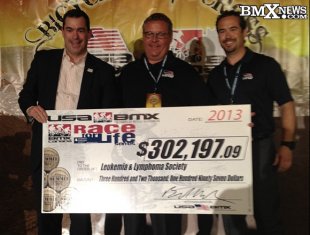 American BMX Race for a lifetime Check presentation to Leukemia and Lymphoma community