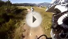extreme downhill mountain bike dropping down from pleney